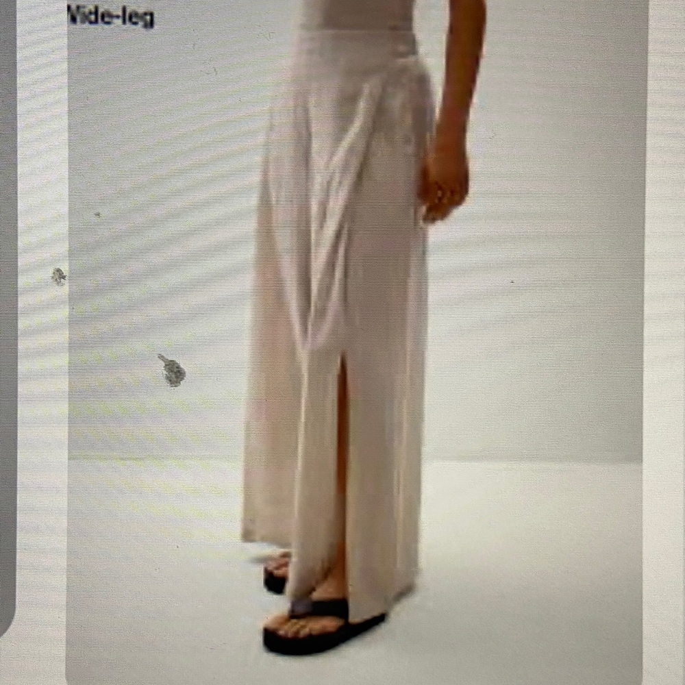 Boho Beige Wide-Leg Split pants 100% Linen 2